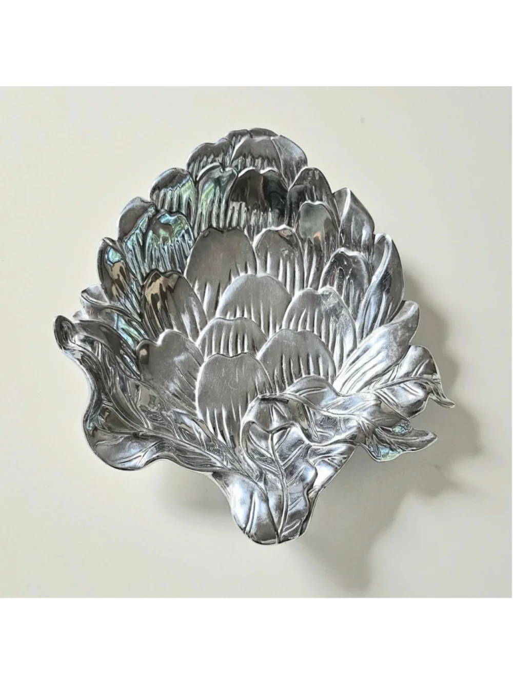 Vintage Fitz and Floyd Metal Artichoke Shaped Serving Dish Bowl Trinket Tray 7